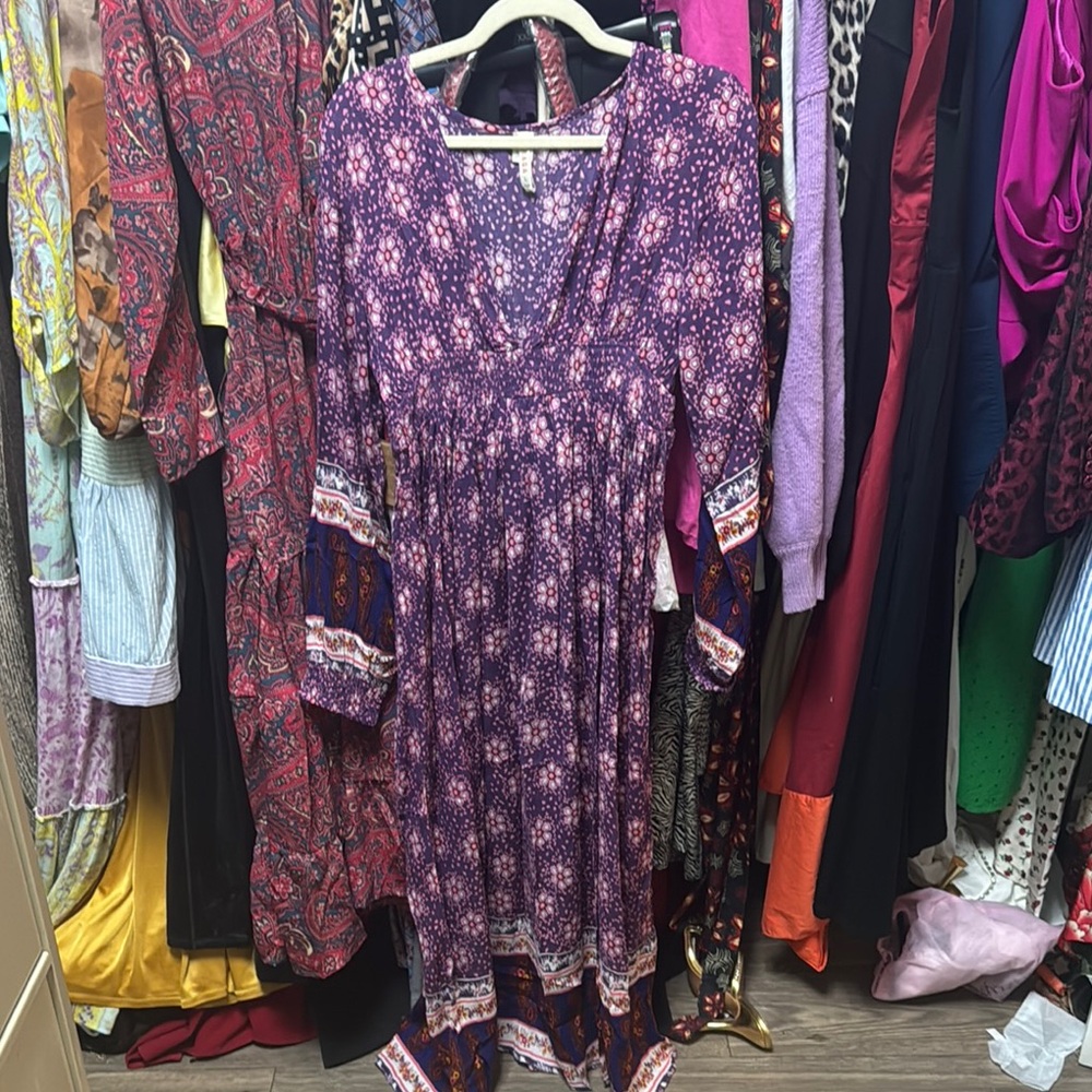 RAGA Purple V-Neck Bishop Sleeve Sundress
